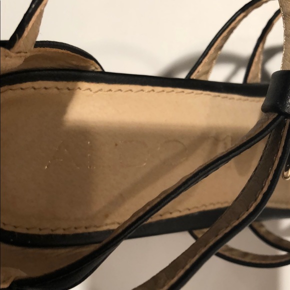 ALDO Black Wedge Sandals Sz 6 - Picture 14 of 15